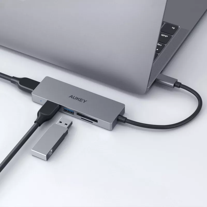 AUKEY CB-C63 USB-C hub Ultra Slim 4-in-1 hliníkový Space Gray