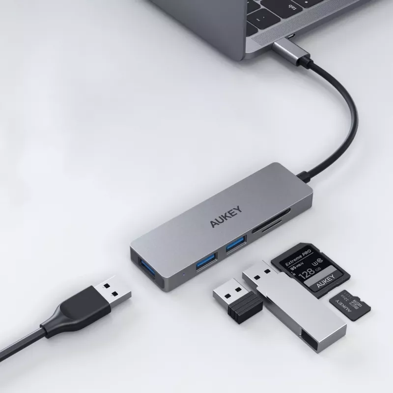 AUKEY CB-C63 USB-C hub Ultra Slim 4-in-1 hliníkový Space Gray