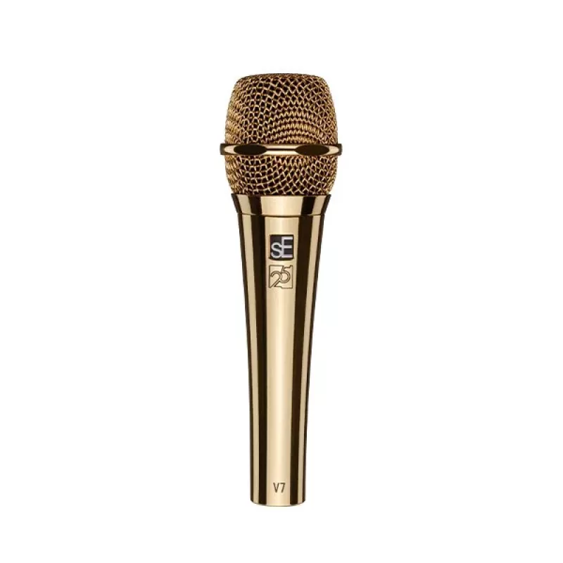 sE Electronics V7 G-25AE dynamický mikrofón, zlatý (25th Anniversary špeciálna edícia)