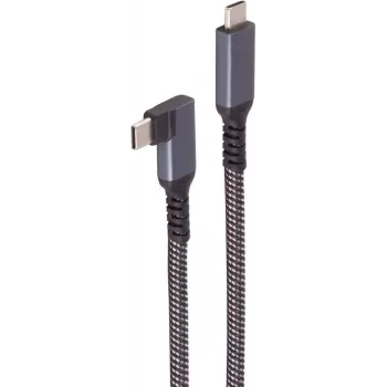 ShiverPeaks BASIC-S USB-C nabíjací kábel, 3.2, 90°, 100W PD, textil, 1m (BS14-75014)
