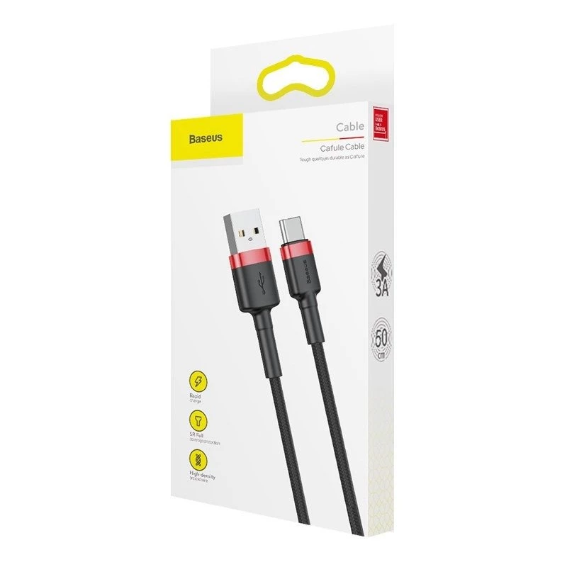 Baseus Cafule USB-A na USB-C kábel 0,5m 3A červený/čierny
