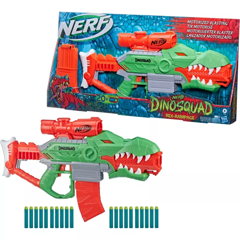 HASBRO Nerf DinoSquad Rex-Rampage motorizovaný šípkový blaster - zelený/oranžový