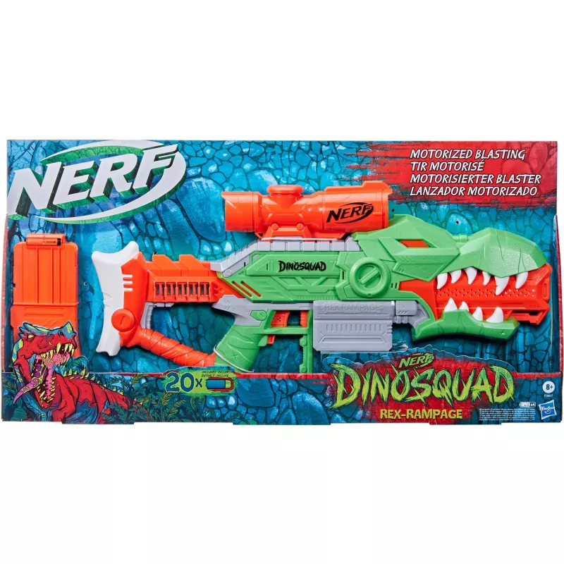 HASBRO Nerf DinoSquad Rex-Rampage motorizovaný šípkový blaster - zelený/oranžový