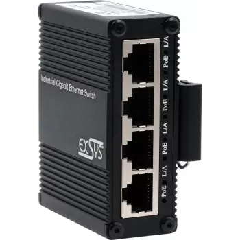 EXSYS EX-62021PoE-P 5-portový priemyselný gigabitový micro switch s PoE-Pass-Through, Unmanaged