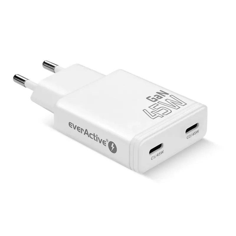 EVERACTIVE GaN 45W USB-C nabíjačka QC3.0 SC-465Q biela