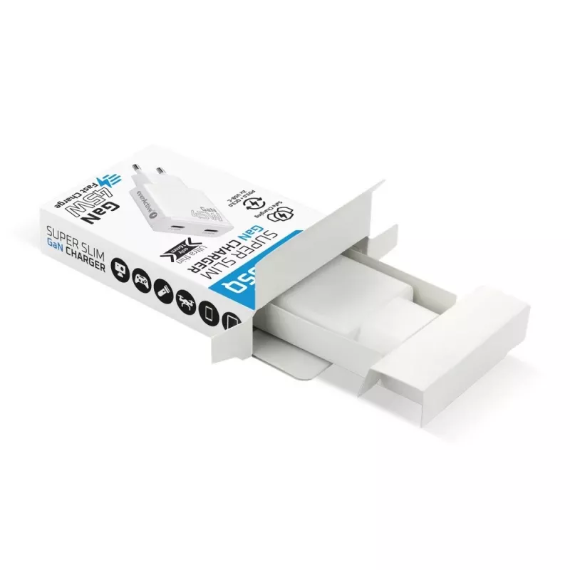 EVERACTIVE GaN 45W USB-C nabíjačka QC3.0 SC-465Q biela
