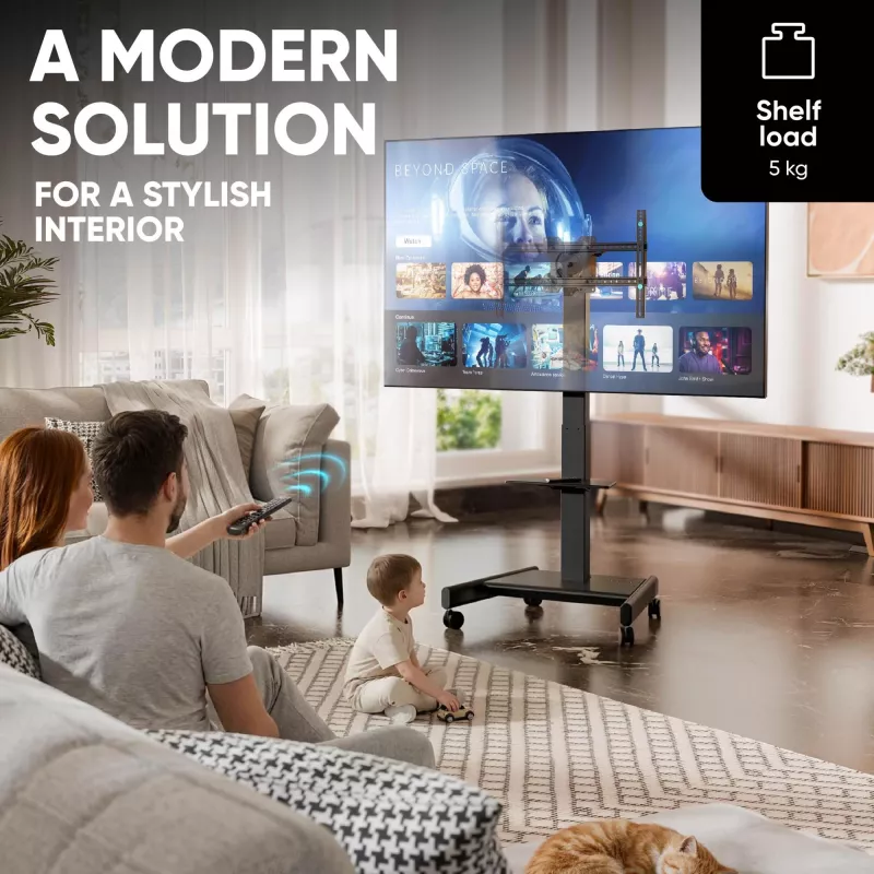 ONKRON TS1552E-B mobilný TV stojan pre 43-75 palcové obrazovky, čierny