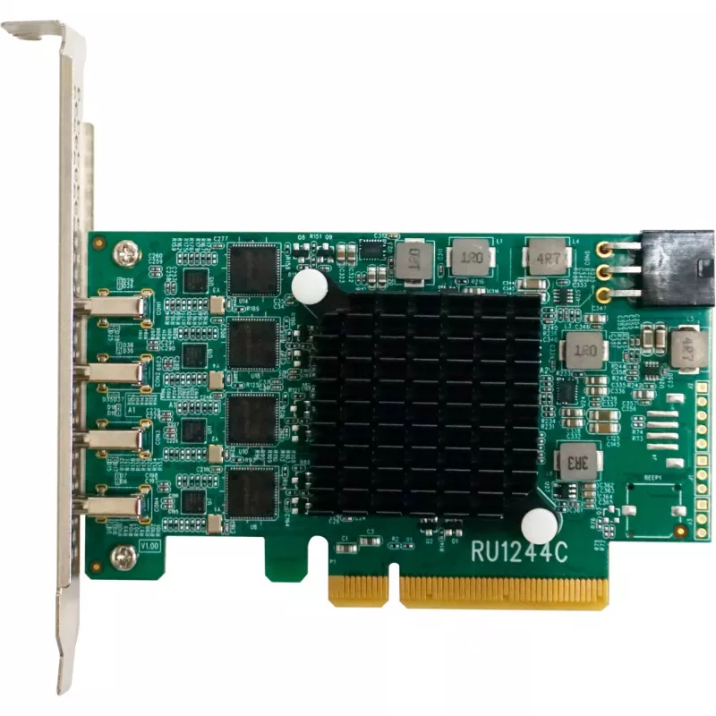 HighPoint RocketU 1244C karta USB adaptéra, PCIe 3.0 x8, nízky profil