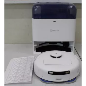 ECOVACS DEEBOT mini BLUESO vysávací robot s vysávacou stanicou, 8000 Pa sací výkon, mokré a suché čistenie, ZeroTangle technológia, Agile Navigation, biela/modrá
