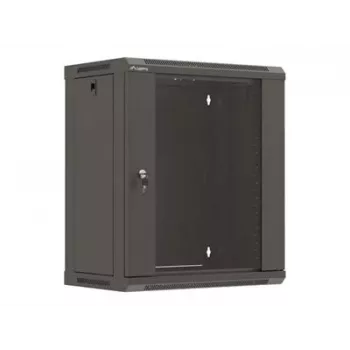 LANBERG WF03-5312-10B 19 palcov nástenná skriňa 12U 540x350 Flat Pack so sklenenými dverami čierna