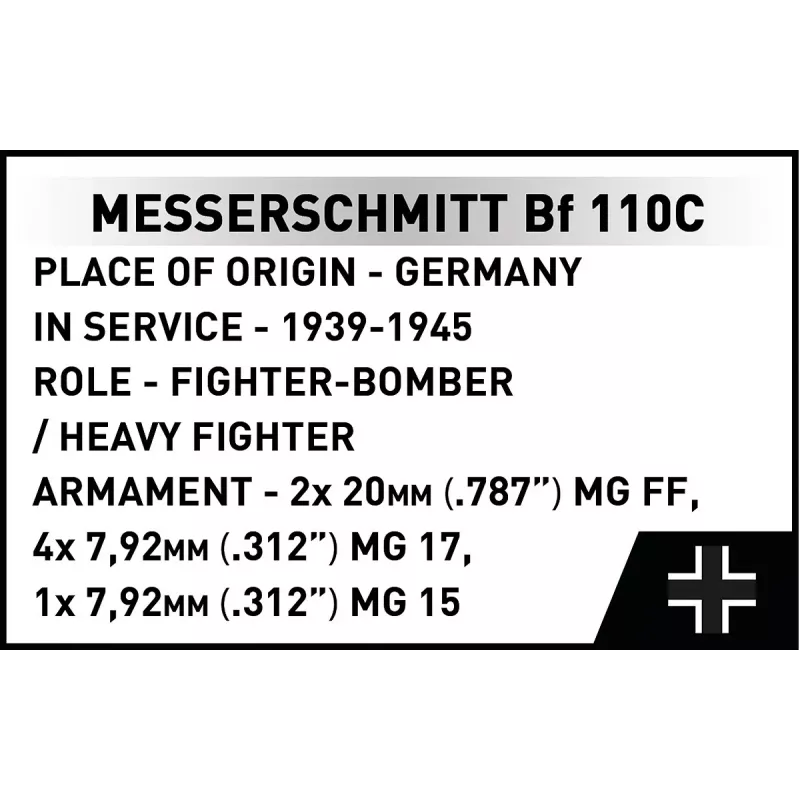 COBI KLOCKI Blocks Messerschmitt BF 110C 578 dielikov
