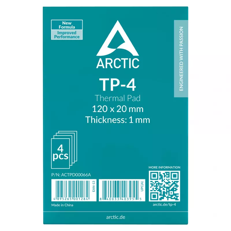 ARCTIC Tepelná podložka ATP-4 120x20mm 1mm balenie 4 ks Sivá