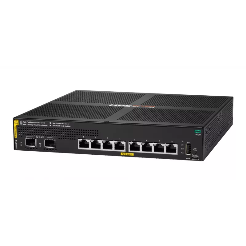 HPE Aruba Networking CX 6000 8-portový 10/100/1000 PoE+ 2-portový SFP 67W spravovaný switch