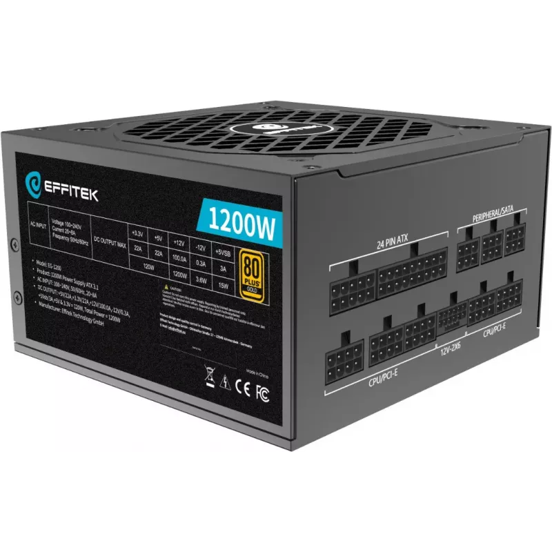EFFITEK 1200W Gold ATX 3.1 PCIe 5.1 plne modulárny napájací zdroj