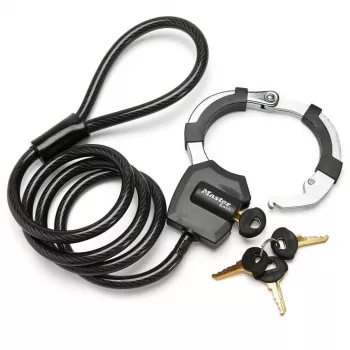 Master Lock Street Cuff káblový zámok s kľúčom - čierny - 1000 mm - 8 mm