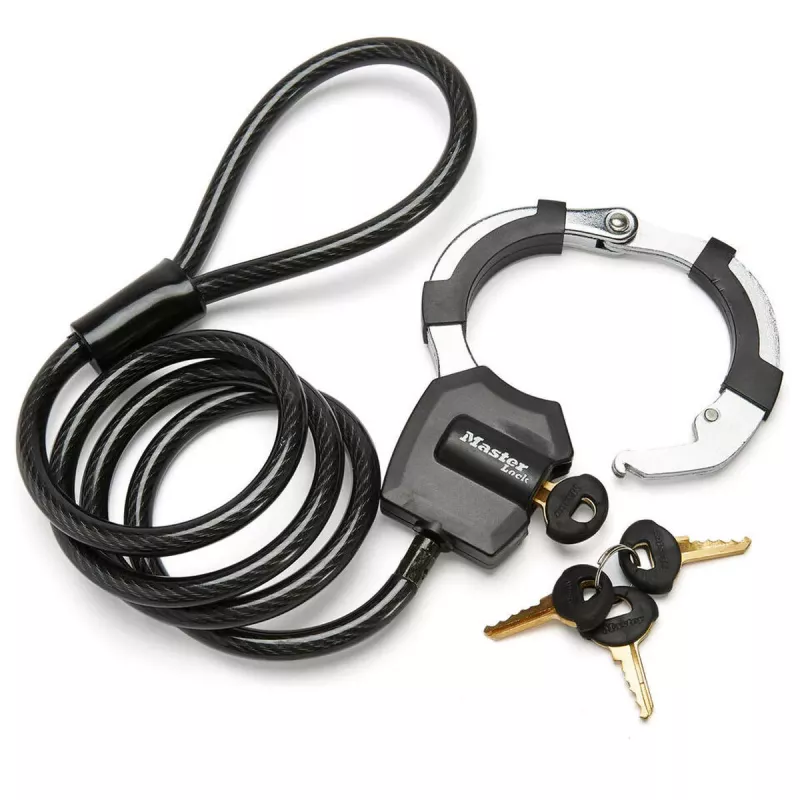 Master Lock Street Cuff káblový zámok s kľúčom - čierny - 1000 mm - 8 mm