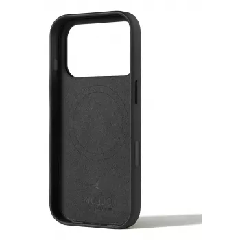 Mujjo kožené puzdro s peňaženkou pre iPhone 17 Pro s MagSafe (čierne)