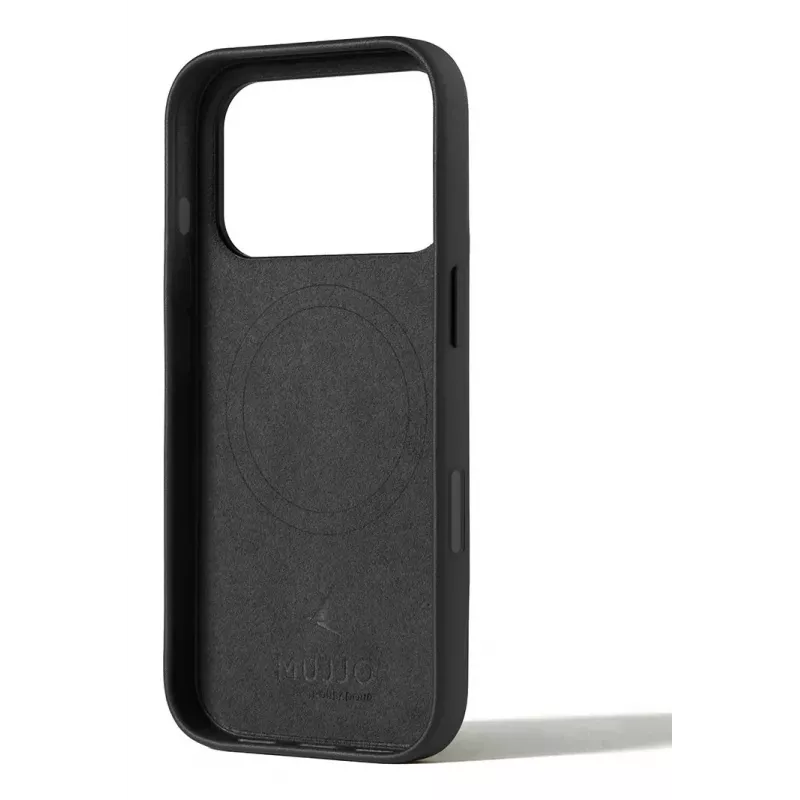 Mujjo kožené puzdro s peňaženkou pre iPhone 17 Pro s MagSafe (čierne)