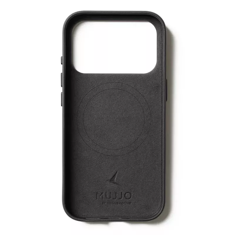 Mujjo kožené puzdro s peňaženkou pre iPhone 17 Pro s MagSafe (čierne)