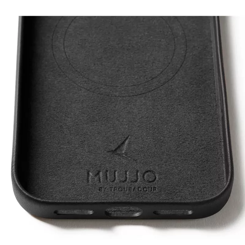 Mujjo kožené puzdro s peňaženkou pre iPhone 17 Pro Max s MagSafe (čierne)