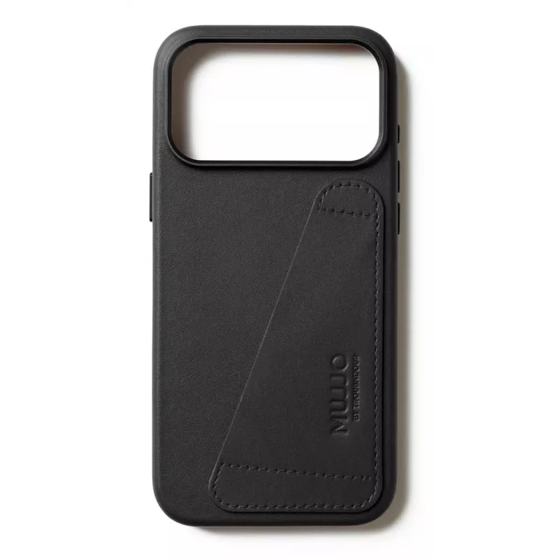 Mujjo kožené puzdro s peňaženkou pre iPhone 17 Pro Max s MagSafe (čierne)