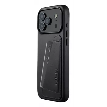 Mujjo kožené puzdro s peňaženkou pre iPhone 17 Pro Max s MagSafe (čierne)