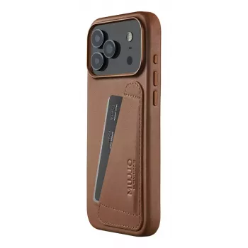 Mujjo kožené puzdro s peňaženkou pre iPhone 17 Pro Max, kompatibilné s MagSafe, Tan