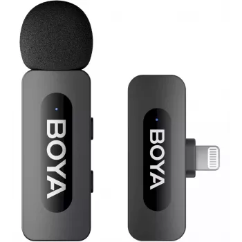 BOYA BY-V1 V2.0 ultra kompaktný 2,4GHz bezdrôtový mikrofón pre Lightning zariadenia - 1TX+1RX