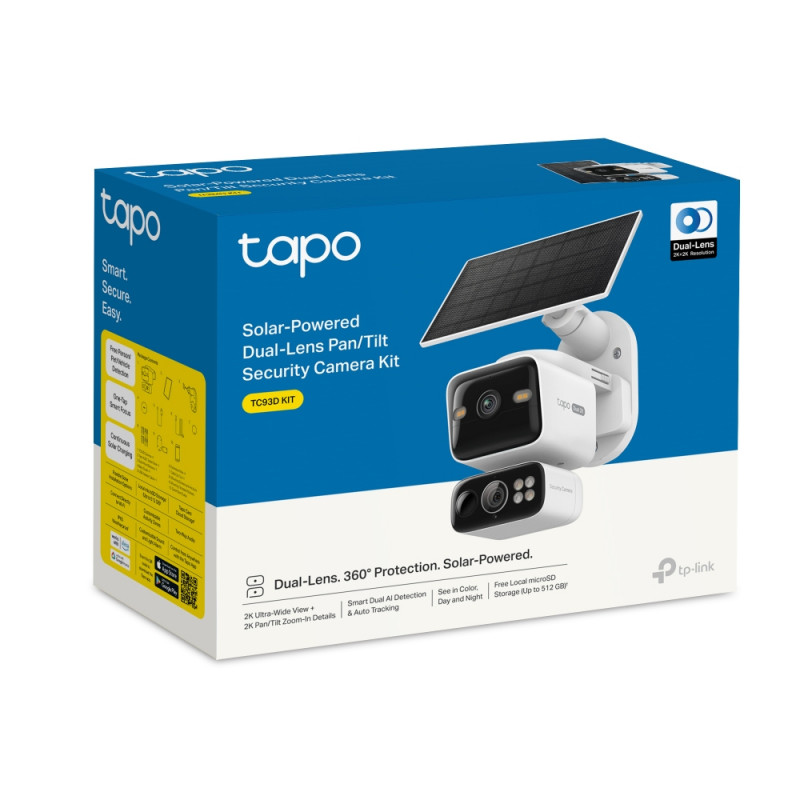 TP-LINK Tapo TC93D KIT V1 solárna bezpečnostná kamera - 2K QHD Pan/Tilt Wi-Fi kamera so solárnym panelom