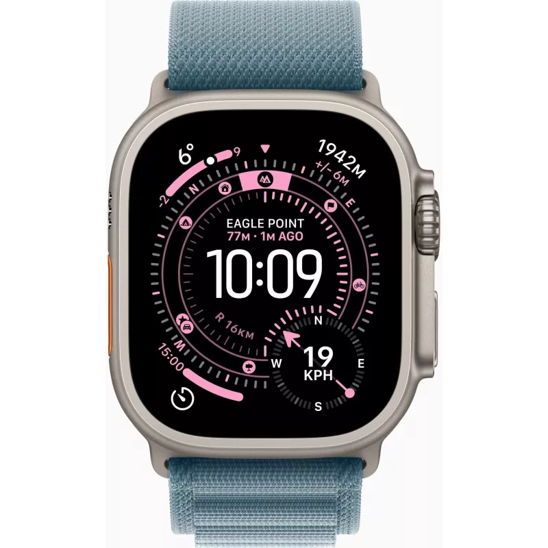 Apple Watch Ultra 3 GPS + Cellular 49mm Natural Titanium puzdro s Blue/Bright Blue Trail Loop - M/L