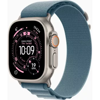 Apple Watch Ultra 3 GPS + Cellular 49mm Natural Titanium puzdro s Blue/Bright Blue Trail Loop - M/L