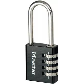 Master Lock 7640EURDBLK kombinovaný zámok 40mm šírka oblúka, kalený oceľový oblúk, 4-miestny resetovateľný, strieborný/sivý