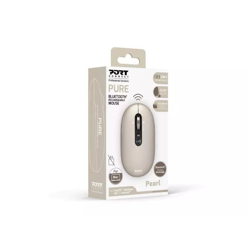 PORT Designs Pure MAC nabíjateľná Bluetooth optická myš - Pearl