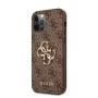 GUESS pevné puzdro 4G Metal Logo hnedé pre Apple iPhone 12 / 12 Pro