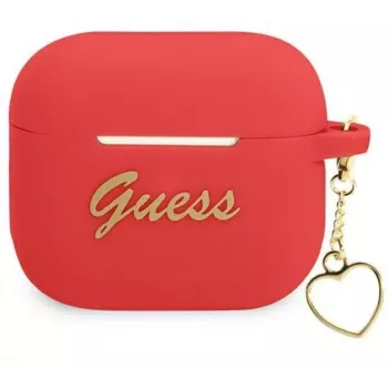 Guess GUA3LSCHSR puzdro na AirPods 3 červené silikón Charm Heart Collection