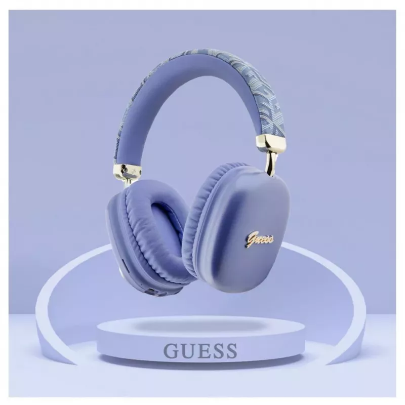 Guess Gcube Metallic Script Logo on-ear Bluetooth slúchadlá - fialové