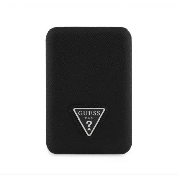 Guess Grained Triangle bezdrôtová power banka 5000mAh 15W USB-C MagSafe čierna