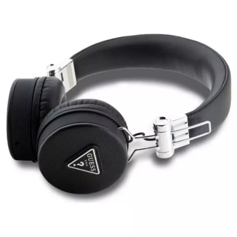 Guess Grained Classic Round Shape bezdrôtové Bluetooth náhlavné slúchadlá s ENC (čierne)