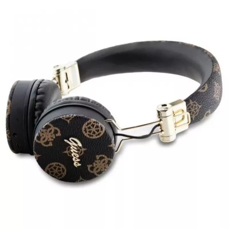 Guess Peony Script Round Shape bezdrôtové náhlavné slúchadlá s Bluetooth 5.3 a ENC (čierne)