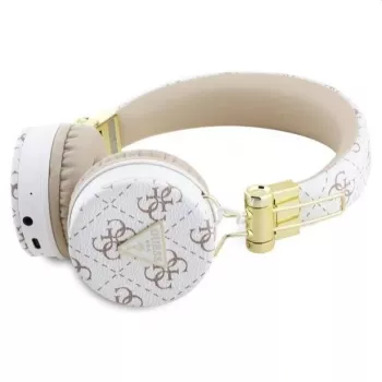 Guess 4G Triangle Round Shape - bezdrôtové Bluetooth náhlavné slúchadlá s ENC (biele)