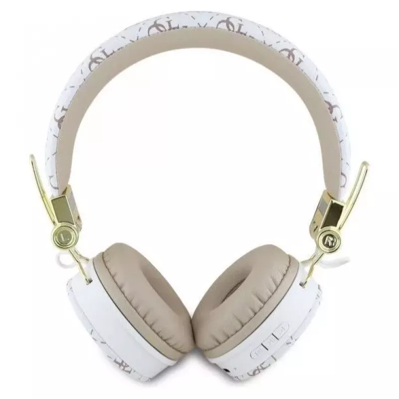 Guess 4G Triangle Round Shape - bezdrôtové Bluetooth náhlavné slúchadlá s ENC (biele)