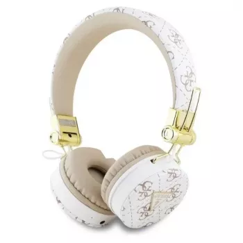 Guess 4G Triangle Round Shape - bezdrôtové Bluetooth náhlavné slúchadlá s ENC (biele)