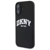 DKNY DKHMP16SSNYACH pevné puzdro pre Apple iPhone 16 6,1 palca čierna silikón s bielou potlačou loga MagSafe
