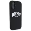 DKNY DKHMP16SSNYACH pevné puzdro pre Apple iPhone 16 6,1 palca čierna silikón s bielou potlačou loga MagSafe