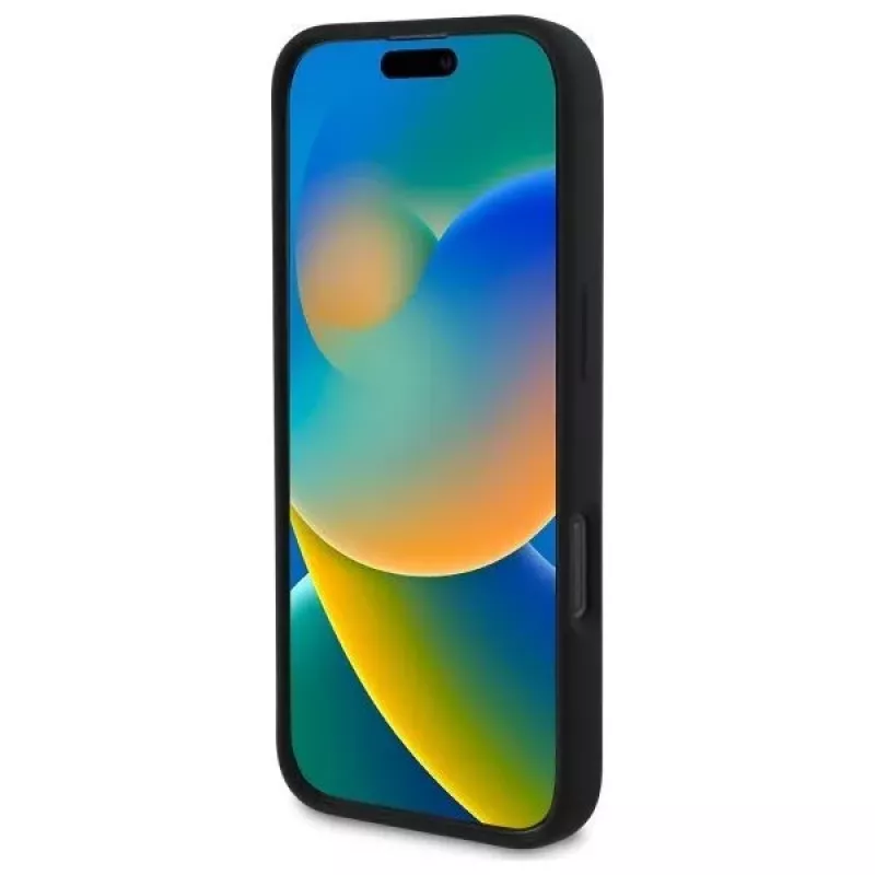 DKNY DKHMP16SSNYACH pevné puzdro pre Apple iPhone 16 6,1 palca čierna silikón s bielou potlačou loga MagSafe