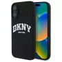 DKNY DKHMP16SSNYACH pevné puzdro pre Apple iPhone 16 6,1 palca čierna silikón s bielou potlačou loga MagSafe