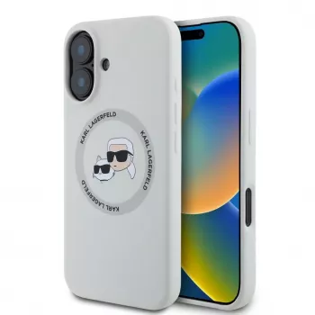 Karl Lagerfeld Silicone DoubleHeads And Circle MagSafe puzdro pre Apple iPhone 16 - béžová