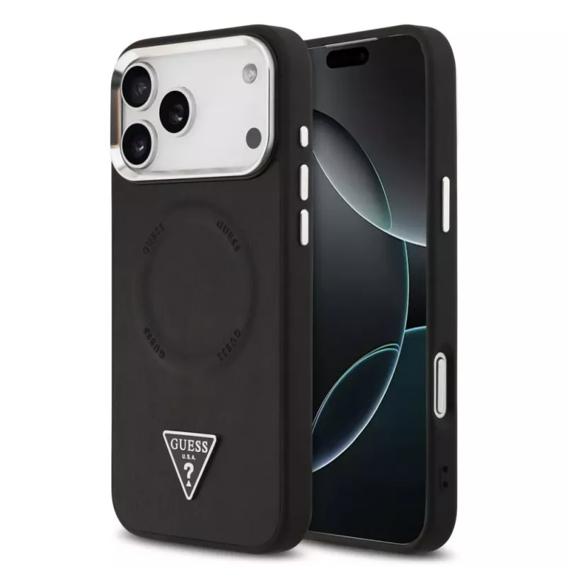 Guess puzdro Triangle Logo MagSafe pre iPhone 17 Pro Max (čierne)