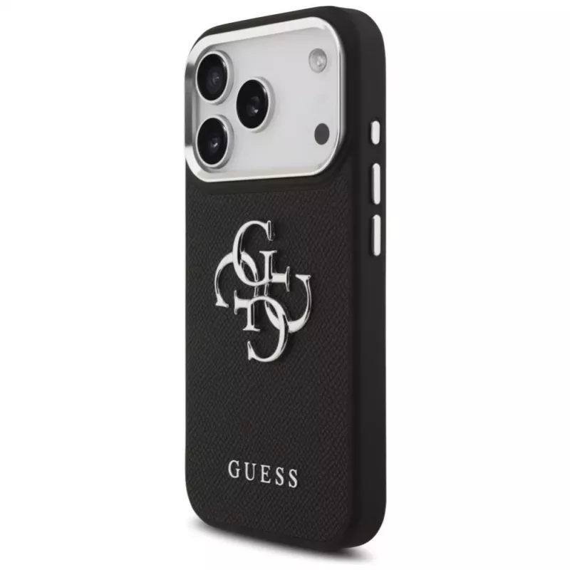 Guess Grained Big 4G Classic Logo puzdro pre Apple iPhone 17 Pro, čierna