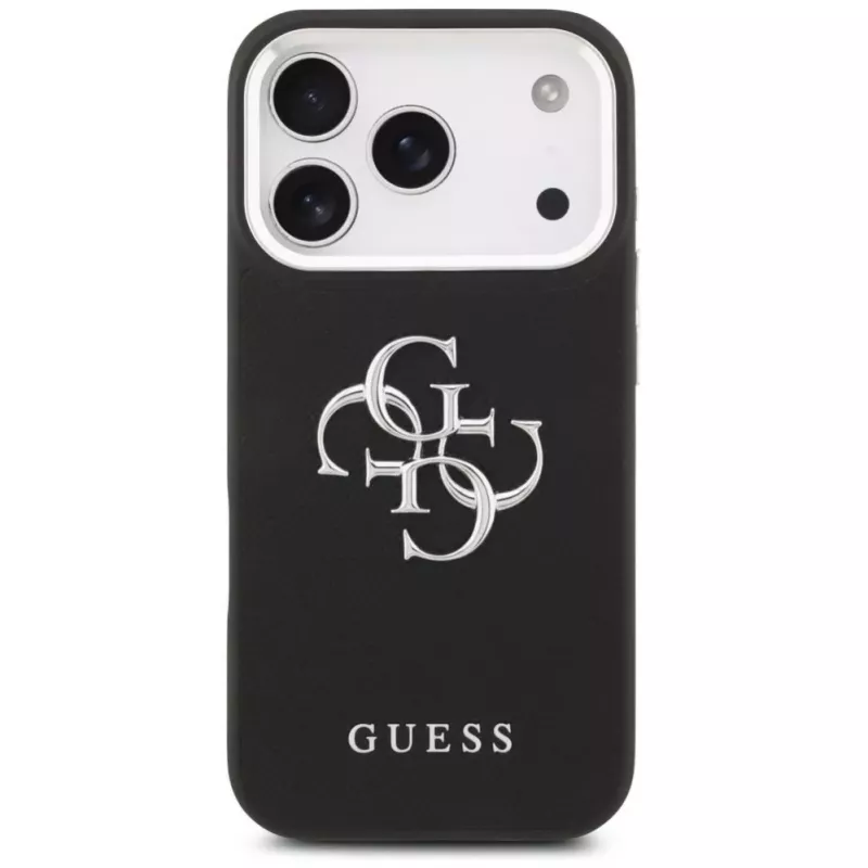 Guess Grained Big 4G Classic Logo puzdro pre Apple iPhone 17 Pro, čierna